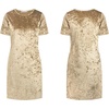 image:imageRVivimos Womens Crushed Velvet Short Sleeve Mini DressGold