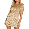 image:imageRVivimos Womens Crushed Velvet Short Sleeve Mini DressGold