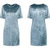 image:imageRVivimos Womens Crushed Velvet Short Sleeve Mini DressHaze Blue