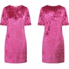 image:imageRVivimos Womens Crushed Velvet Short Sleeve Mini DressHot Pink