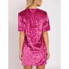 image:imageRVivimos Womens Crushed Velvet Short Sleeve Mini DressHot Pink