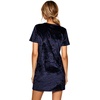 image:imageRVivimos Womens Crushed Velvet Short Sleeve Mini DressNavyblue