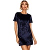 image:imageRVivimos Womens Crushed Velvet Short Sleeve Mini DressNavyblue