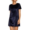 image:imageRVivimos Womens Crushed Velvet Short Sleeve Mini DressNavyblue