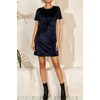 image:imageRVivimos Womens Crushed Velvet Short Sleeve Mini DressNavyblue