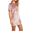 image:imageRVivimos Womens Crushed Velvet Short Sleeve Mini DressPink