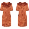 image:imageRVivimos Womens Crushed Velvet Short Sleeve Mini DressRustbrown