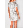 image:imageRVivimos Womens Crushed Velvet Short Sleeve Mini DressSilver
