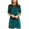 image:imageRVivimos Womens Crushed Velvet Short Sleeve Mini DressTeal