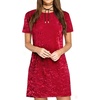 image:imageRVivimos Womens Crushed Velvet Short Sleeve Mini DressWine Red