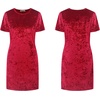 image:imageRVivimos Womens Crushed Velvet Short Sleeve Mini DressWine Red