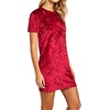 image:imageRVivimos Womens Crushed Velvet Short Sleeve Mini DressWine Red
