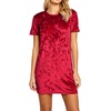 image:imageRVivimos Womens Crushed Velvet Short Sleeve Mini DressWine Red