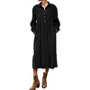image:imageRVivimos Womens Fall Cotton Corduroy Button Up Midi DressBlack