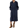 image:imageRVivimos Womens Fall Cotton Corduroy Button Up Midi DressNavy Blue