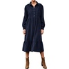 image:imageRVivimos Womens Fall Cotton Corduroy Button Up Midi DressNavy Blue