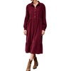 image:imageRVivimos Womens Fall Cotton Corduroy Button Up Midi DressWine Red