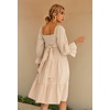 image:imageRVivimos Womens Puff Sleeve Bow OffShoulder Midi DressBeige