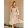 image:imageRVivimos Womens Puff Sleeve Bow OffShoulder Midi DressBeige