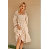 image:imageRVivimos Womens Puff Sleeve Bow OffShoulder Midi DressBeige
