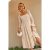 image:imageRVivimos Womens Puff Sleeve Bow OffShoulder Midi DressBeige