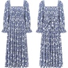 image:imageRVivimos Womens Puff Sleeve Bow OffShoulder Midi DressDarkbluefloral