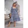 image:imageRVivimos Womens Puff Sleeve Bow OffShoulder Midi DressDarkbluefloral