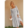 image:imageRVivimos Womens Puff Sleeve Bow OffShoulder Midi DressLightgrey