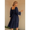 image:imageRVivimos Womens Puff Sleeve Bow OffShoulder Midi DressNavyblue