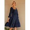 image:imageRVivimos Womens Puff Sleeve Bow OffShoulder Midi DressNavyblue