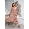 image:imageRVivimos Womens Puff Sleeve Bow OffShoulder Midi DressOrangefloral
