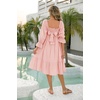 image:imageRVivimos Womens Puff Sleeve Bow OffShoulder Midi DressPink