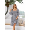 image:imageRVivimos Womens Puff Sleeve Bow OffShoulder Midi DressPlaidblack