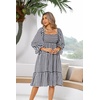 image:imageRVivimos Womens Puff Sleeve Bow OffShoulder Midi DressPlaidblack