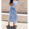 image:imageRVivimos Womens Puff Sleeve Bow OffShoulder Midi DressPlaidblue