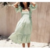 image:imageRVivimos Womens Puff Sleeve Bow OffShoulder Midi DressPlaidgreen
