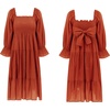 image:imageRVivimos Womens Puff Sleeve Bow OffShoulder Midi DressRustbrown