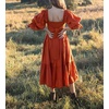 image:imageRVivimos Womens Puff Sleeve Bow OffShoulder Midi DressRustbrown