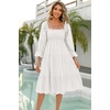 image:imageRVivimos Womens Puff Sleeve Bow OffShoulder Midi DressWhite