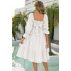 image:imageRVivimos Womens Puff Sleeve Bow OffShoulder Midi DressWhite