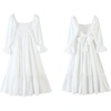 image:imageRVivimos Womens Puff Sleeve Bow OffShoulder Midi DressWhite