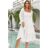 image:imageRVivimos Womens Puff Sleeve Bow OffShoulder Midi DressWhite