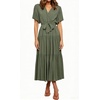 image:imageRVivimos Womens Summer Casual Ruffle ALine Midi DressArmygreenshortsleeve