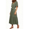 image:imageRVivimos Womens Summer Casual Ruffle ALine Midi DressArmygreenshortsleeve