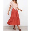 image:imageRVivimos Womens Summer Casual Ruffle ALine Midi DressBeigeorangeshortsleeve