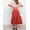 image:imageRVivimos Womens Summer Casual Ruffle ALine Midi DressBeigeorangeshortsleeve