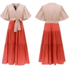 image:imageRVivimos Womens Summer Casual Ruffle ALine Midi DressBeigeorangeshortsleeve