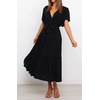 image:imageRVivimos Womens Summer Casual Ruffle ALine Midi DressBlackshortsleeve