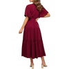 image:imageRVivimos Womens Summer Casual Ruffle ALine Midi DressBurgundyshortsleeve