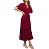 image:imageRVivimos Womens Summer Casual Ruffle ALine Midi DressBurgundyshortsleeve